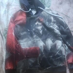 Graphic Hoodie with Red and Black Design